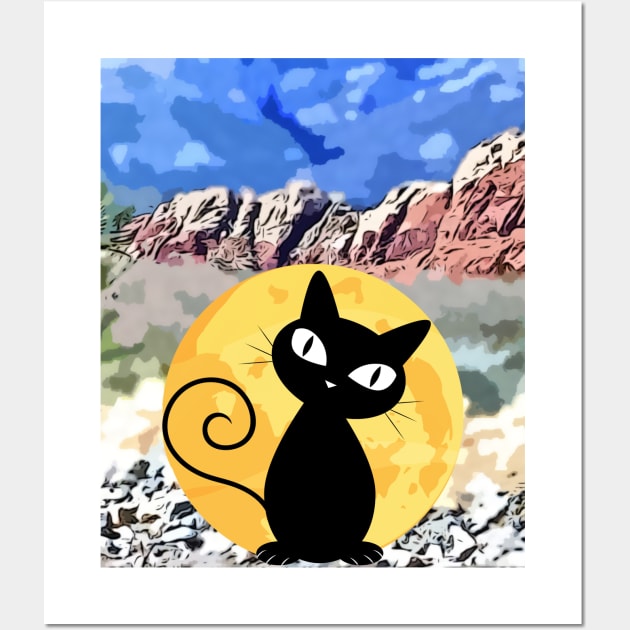 Black Cat shining in the desert Wall Art by PersianFMts